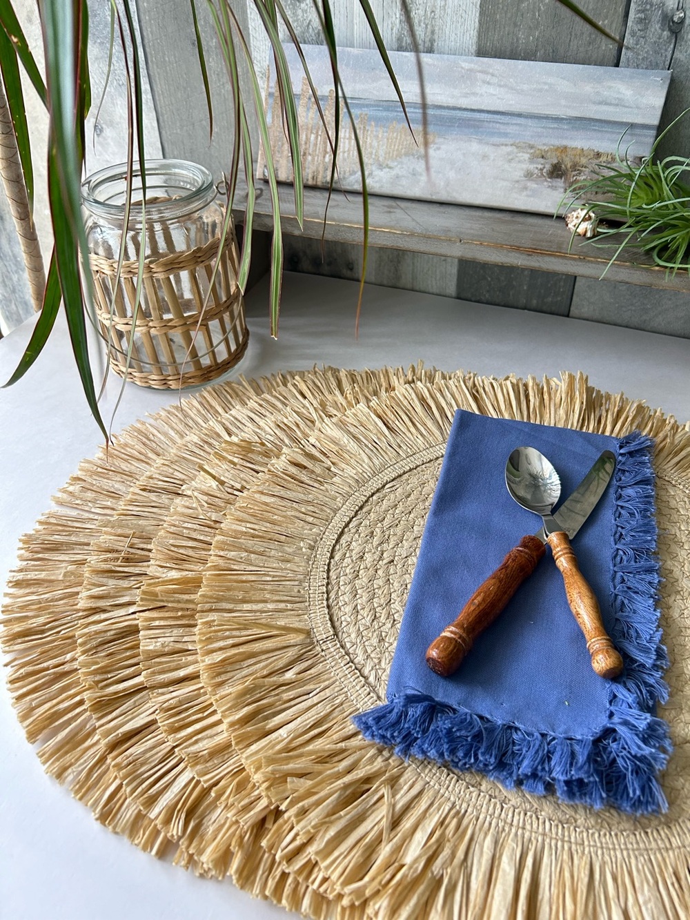 🌴 Threshold Fun Natural Woven Fringe Placemat | Target | Set of 4